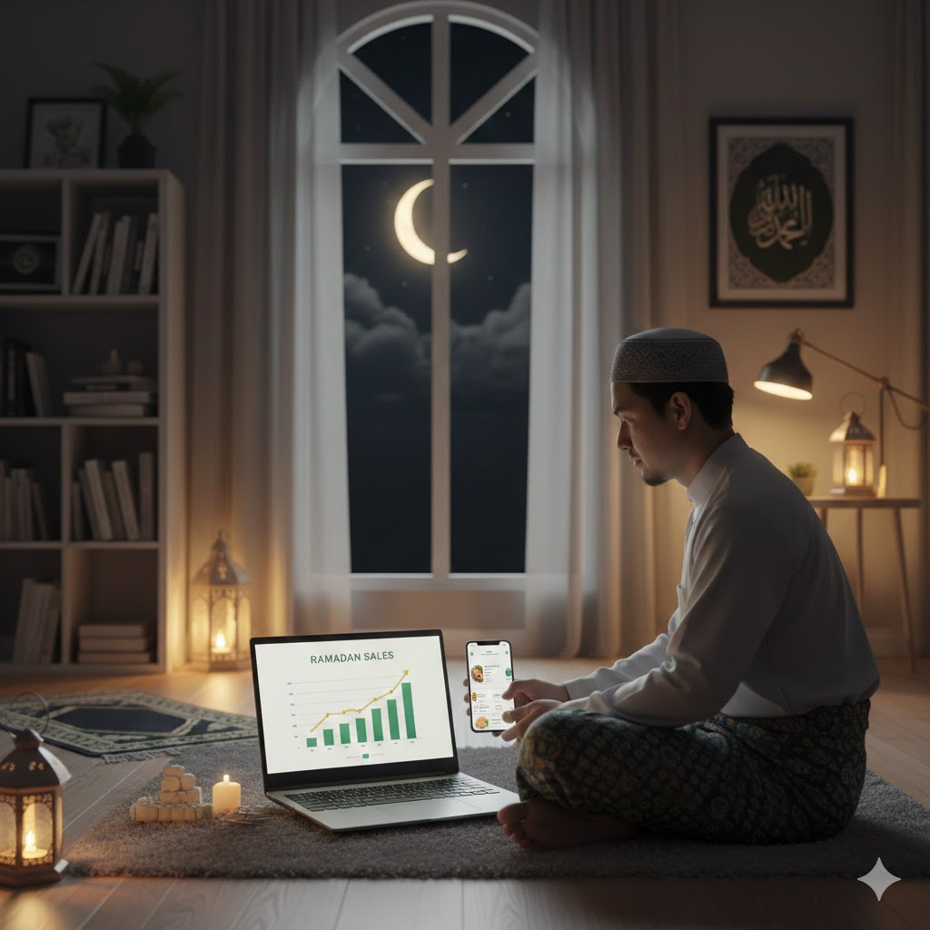 Ramadan bukan alasan jualan perlahan. Ketahui kenapa jualan boleh kekal stabil di bulan puasa dan bagaimana ubah strategi marketing ikut tabiat pelanggan Ramadan.
