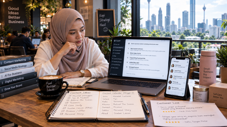 Ketahui cara guna ChatGPT untuk buat content marketing yang bukan sekadar nampak cantik, tetapi membantu tarik perhatian, bina kepercayaan dan dapatkan customer